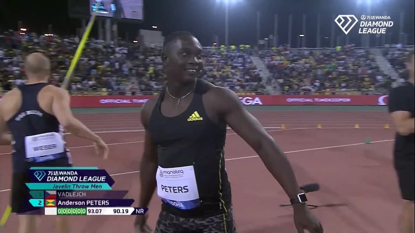 Peters throws 93.07m in the javelin in windy Diamond League opener in